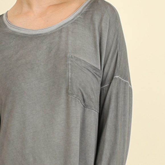 NEW Mineral Washed Long Sleeve Dress w/ pocket - Picture 3 of 4